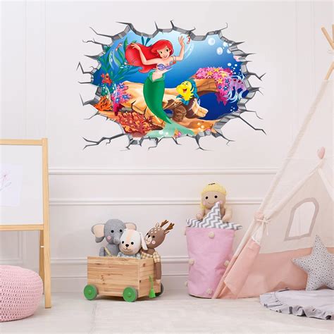 Amazon Cartoon Wall Decals Realistic Beautiful Watercolor Mermaid