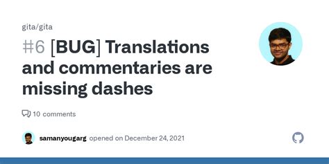 BUG Translations And Commentaries Are Missing Dashes Issue 6