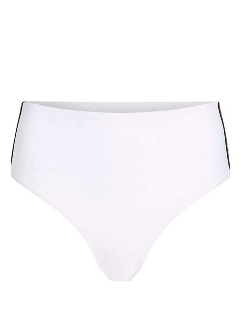 Karl Lagerfeld Logo Print Bikini Bottom White Editorialist