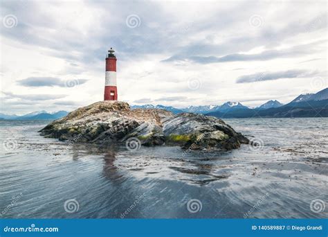 Les Eclaireurs Lighthouse on Beagle Channel, Ushuaia - Argentina Stock
