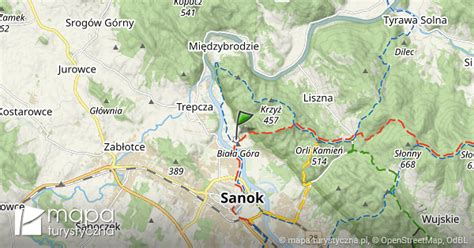 Sanok Bia A G Ra Mapa Szlak W Turystycznych Mapa Turystyczna Pl