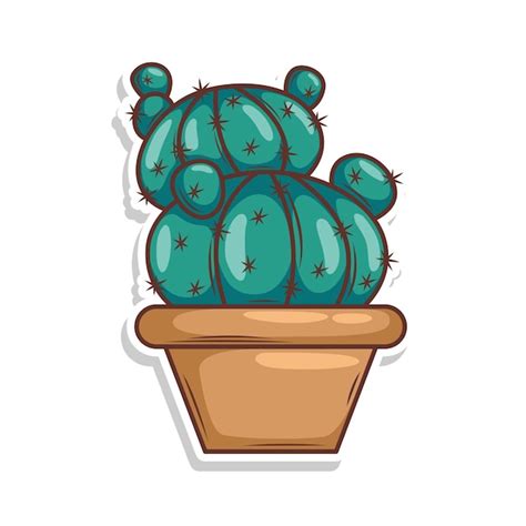 Un Dibujo De Dibujos Animados De Una Planta De Cactus Con Un Fondo