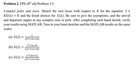 Complex Poles And Zeros Sketch The Root Locus With Chegg