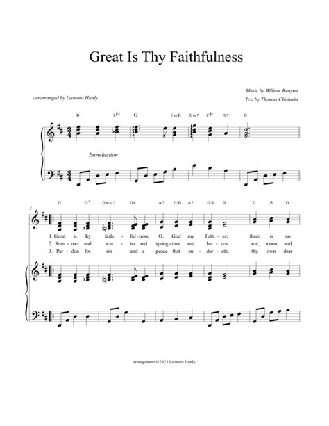 Great Is Thy Faithfulness Arr Leonora Hardy Sheet Music William Runyon Thomas Chisholm