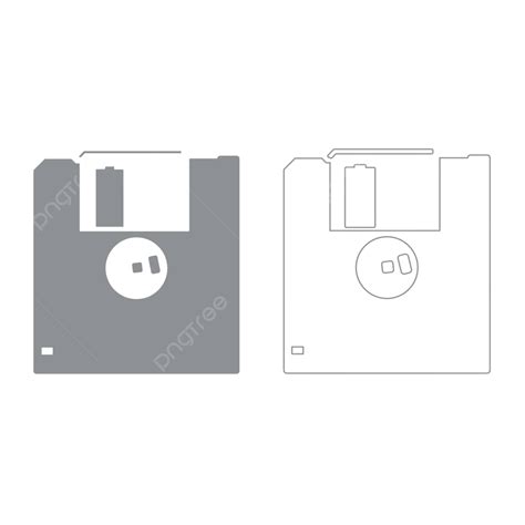 Icon Set Of Grey Floppy Disks Diskette Old Square Vector Diskette Old