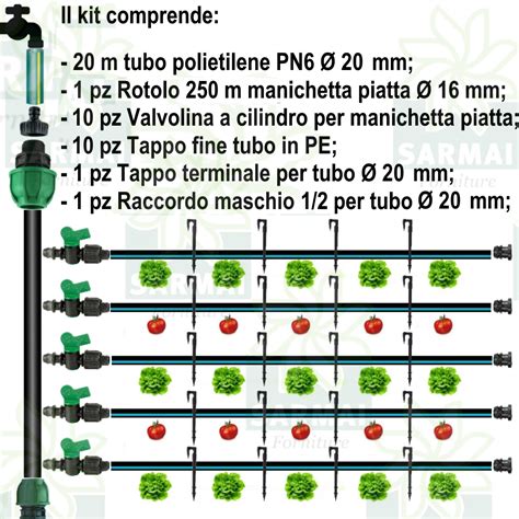 Kit Impianto Irrigazione Completo Ala Gocciolante Manichetta Piatta