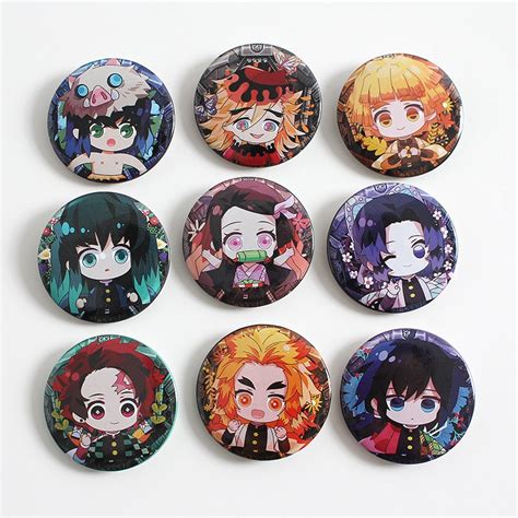 Tanjirou Nezuko Zenitsu Inosuke Demon Slayer Badge Bag Decoration Round