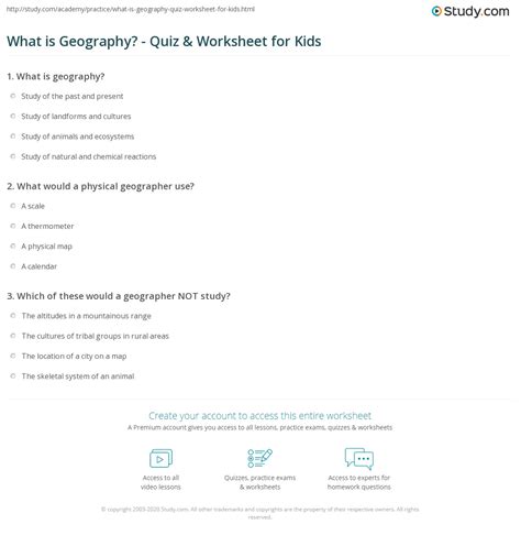 What is Geography? - Quiz & Worksheet for Kids | Study.com