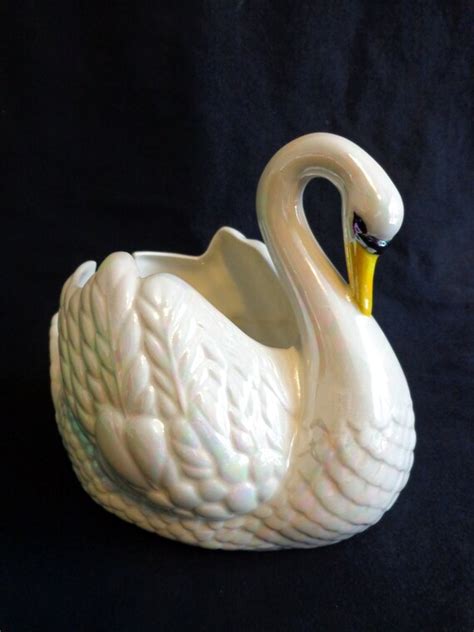 Iridescent Pearl White Swan Planter Holland By Sassyduckfinds