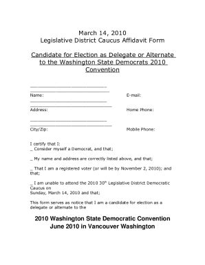 Fillable Online Legislative District Caucus Affidavit Form Fax Email