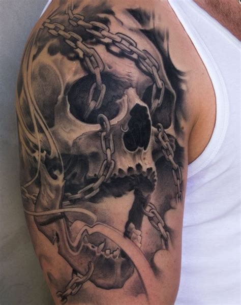 czaszka opleciona łańcuchami Skull tattoo design Skull sleeve