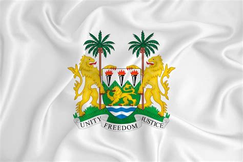 A Developing White Flag With The Coat Of Arms Of Sierra Leone Country