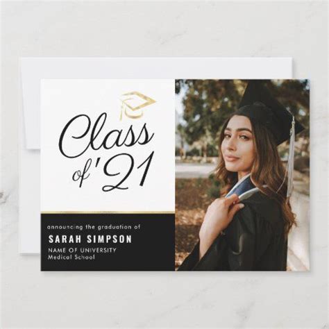 a graduation announcement card with a graduate's photo