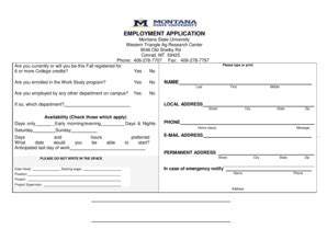 Fillable Online Ag Montana Seasonal Employment Application Montana