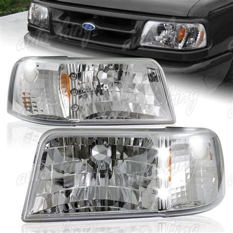 Chrome Housing Led Head Lights 1 Piece Wamber Reflector Fit 93 97 Ford Ranger Ebay