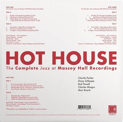 Craft Recordings Announces Hot House The Complete Jazz At Massey Hall