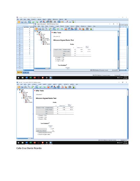 EJERCICIO WILCOXON EN SPSS Ejercicios de Bioestadística Docsity