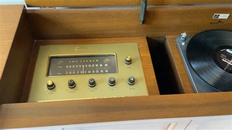 Mid Century Fisher Stereo Radio Console W Garrard Turntable EBay