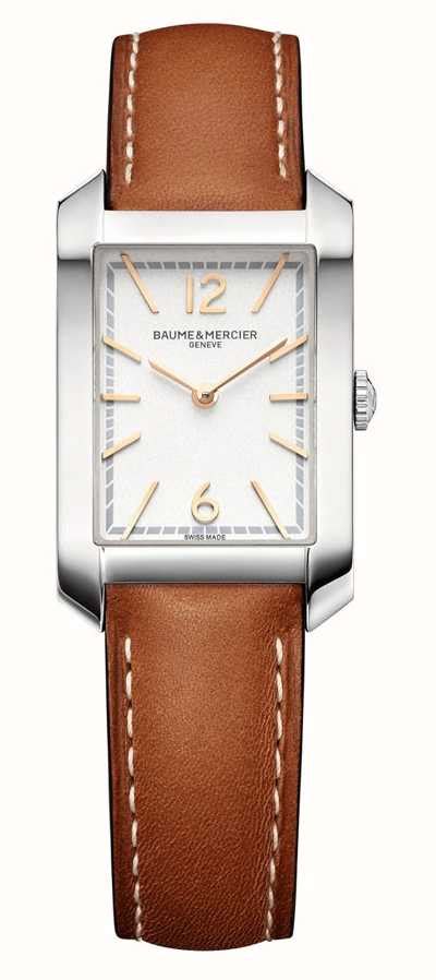 Baume And Mercier Hampton Rectangle Womens Brown Leather Silver