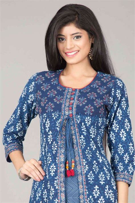 Farida Gupta Kurtas Enigmatic Indigo Jacket Style A Line Cotton Kurta