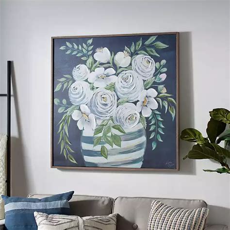 Blue Floral Vase Framed Canvas Art Print Kirklands Home