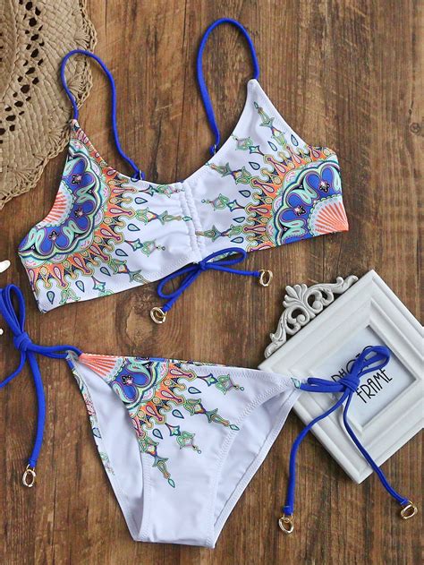 Graphic Print Side Tie Halter Bikini Set Artofit