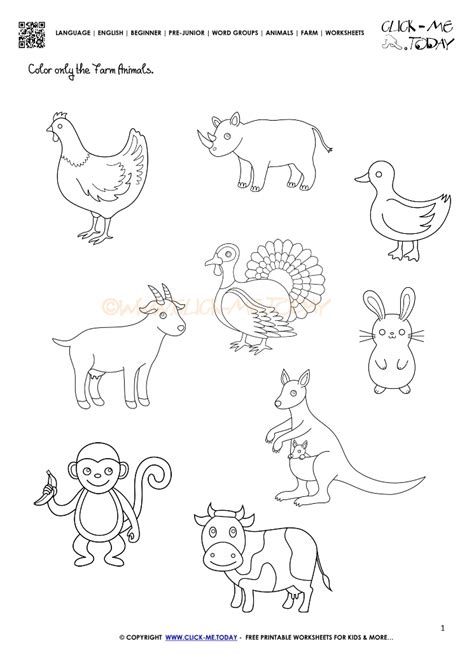 Farm Animals Worksheet - Activity Sheet 1