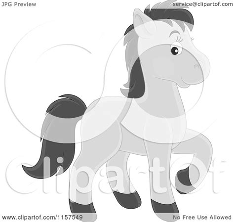 Cartoon Of A Cute Gray Horse Royalty Free Vector Illustration By Alex