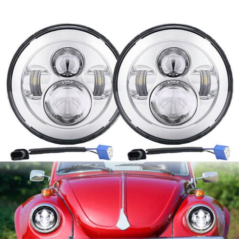 Pair Inch Round Led Projector Hi Lo Beam Headlights For Vw