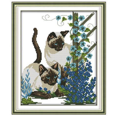 Siamese Cats Counted Or Stamped Cross Stitch Kit Ginger Plaza