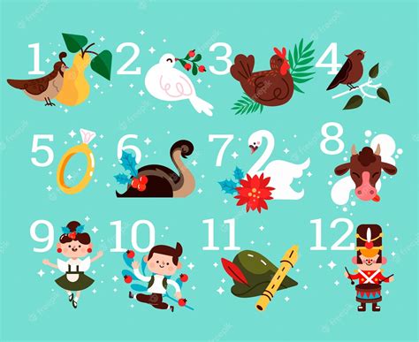 Premium Vector Flat 12 Days Of Christmas Illustration