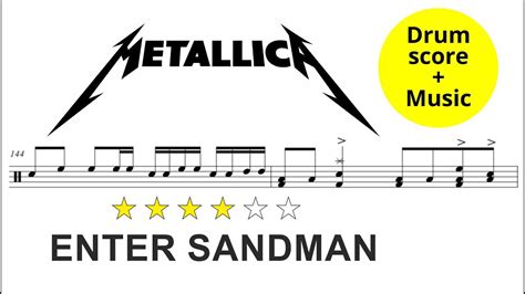 Metallica Enter Sandman [drum Score Music] Youtube