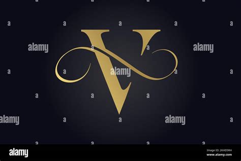 Luxury Letter V Logo Template In Gold Color Initial Luxury V Letter