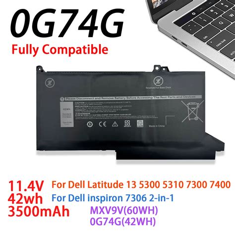 NEW MXV9V 0G74G Laptop Battery For Dell Inspiron 7306 2 In 1 Latitude