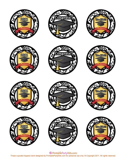 Freebie Graduation Cupcake Toppers - Printable Party Kits