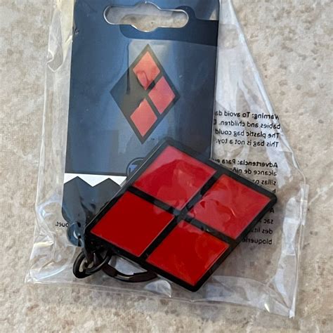 Dc Bioworld Harley Quinn Metal Keychain Solid Red Diamond Mercari