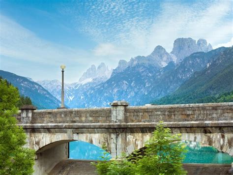 Premium Photo Summer View Auronzo Di Cadore Mountain Lake Dam View