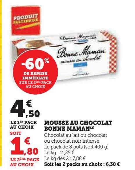 Promo Mousse Au Chocolat Bonne Maman Chez Hyper U Icatalogue Fr