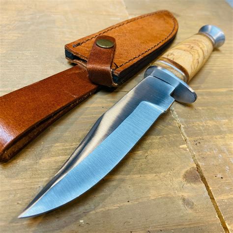 1025 Hunting Survival Skinning Fixed Blade Knife Full Tang Army Bowie Wood New Ebay