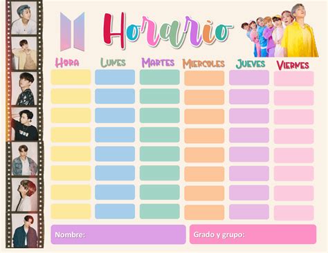 Plantilla para tu horario de clases o inspiración para que puedas crear