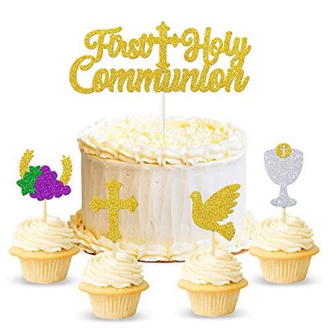 Kitticcino 25 Pcs First Holy Communion Cake Cupcake Toppers First