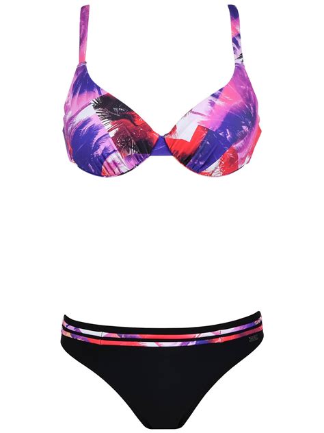 Naturana Naturana Red Palm Print Padded Wired Bikini Set Size