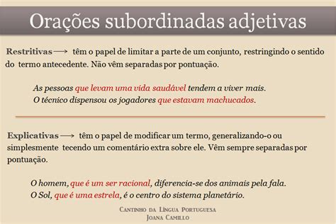 Cantinho Da L Ngua Portuguesa Ora Es Subordinadas Adjetivas