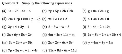 Ks3 Algebra 1 Simplifying Expressions Maths With David Worksheets Library