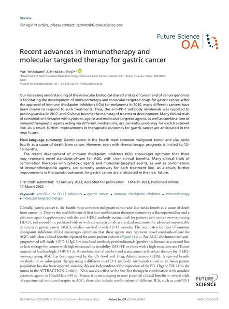 Pdf Recent Advances In Immunotherapy And Molecular Targeted Therapy