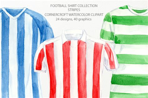 Watercolor Striped Football Shirt Clipart By Cornercroft | TheHungryJPEG