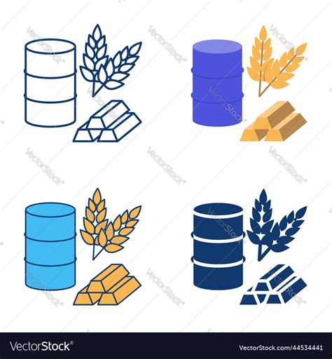 Commodity Market Icon Set In Flat And Line Style Vector Image