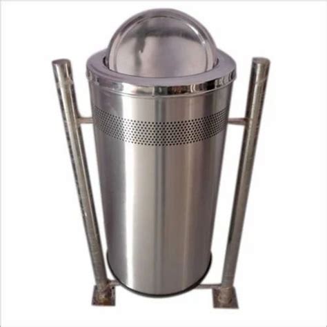 Open Top Stainless Steel Dustbin Revolving Lid Foot Opg For Office