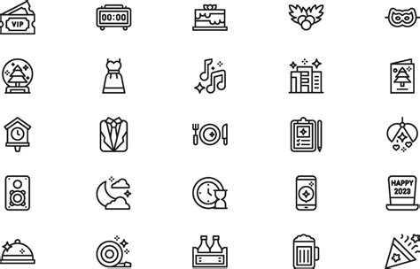 New Year Icons Collection Is A Illustration With Editable Stroke