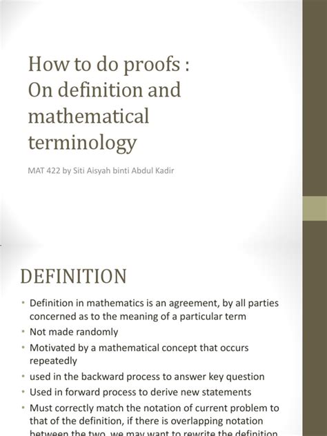 How To Do Proofs Terms And Definitions Pdf Theorem Logical